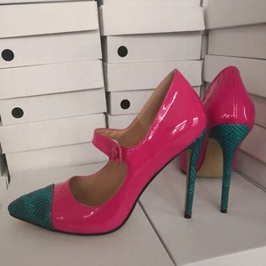 Scarpe décolleté da donna multicolore punta tacchi a stiletto cinturino fibbia misura 5-15 - Foto 1 di 35