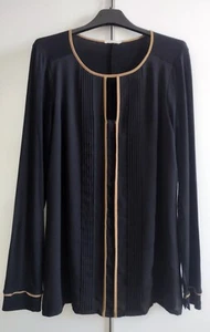 VERY INTIMATE women's black stretch blouse jersey_size M_beige details_elegant - Picture 1 of 9