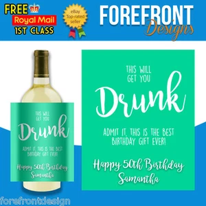 Personalised 'Drunk' spoof funny wine bottle label,perfect gift for any occasion - Picture 1 of 2