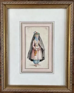 Antique Orientalist Watercolor Painting Indo Persian Woman 19th Century SIGND #2 - Picture 1 of 9
