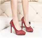Decolte scarpe donna stiletto 12 cm rosso strass plateu pelle sintetica 92399