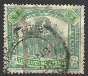 MALAYA SCOTT 14 USED VF flt - 1900 $1 GREEN & LT GREEN ISSUE   CAT $200 - Picture 1 of 2