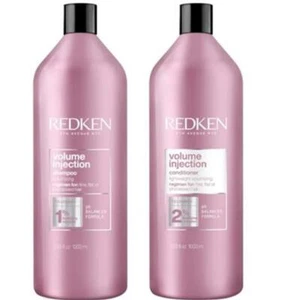 REDKEN VOLUME INJECTION SHAMPOO 1 LITRE AND CONDITIONER 1 LITRE FOR FINE HAIR - Picture 1 of 3