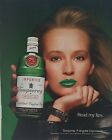 1990 Imported Tangueray Gin Bottle Blond Read My Green Lips Ad