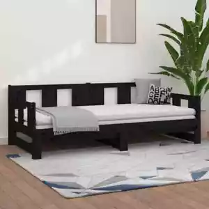 vidaXL Pull-out Day Bed without Mattress Black Solid Wood Pine 2x(90x190) cm BMG - Picture 1 of 10