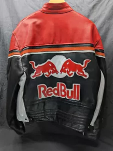 Leather Motorcycle Racing Jacket 4XL RED BLACK WHITE XXXXL Never Worn - Picture 1 of 24