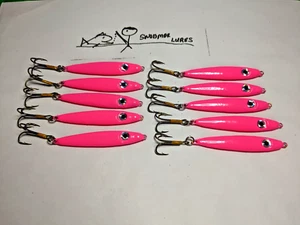 3/4 oz 10 - Minnow Spoons Lead Fishing Jigging Casting Lures PINK - Picture 1 of 5