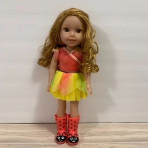 American Girl Wellie Wishers Muñeca Willa Tutú Falda Top y Botas Ladybug - Imagen 1 de 11