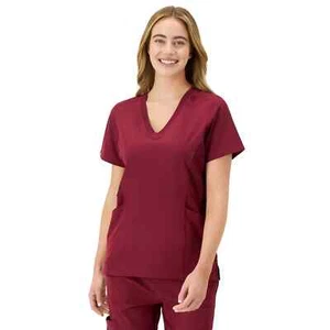 Hanes Women Scrub Top Comfort Fit Odor Control Wine Size 3XL - Imagen 1 de 8