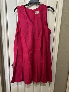 NWT PHILOSOPHY Womens 100% Linen V Neck Lagenlook Knee Length Dress Size 1X Pink - Picture 1 of 4