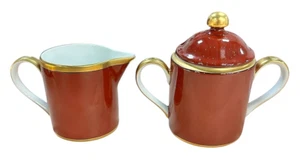 FITZ & FLOYD RENAISSANCE PATTERN CINNABAR CREAMER & SUGAR SET - Picture 1 of 6