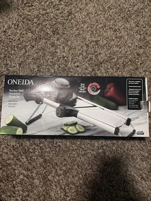 9# NUEVO Juego de Rebanadas de Mandolina de Acero Inoxidable Oneida - Nunca Usado/En Paquete Original Foto 1 de 2