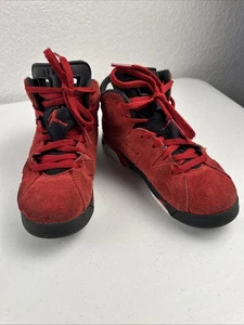 Jordan 6 Retro TD Kids Toddler Red Suede High Top Sneaker Lace Up 12C DV3605-600 - Picture 1 of 9