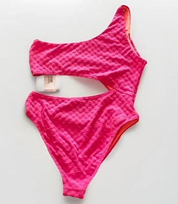 Speedo Pink Terry Cut Out Swimsuit Swimming Costume Size 14 BNWT - Image 1 of 4