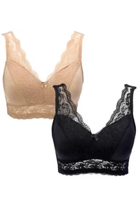 Rhonda Shear Women's 2-pack Classic Pin-Up Bra Black/Beige - Picture 1 of 1