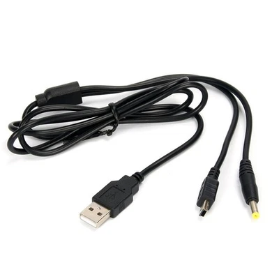 Cabo carregador de dados USB 1,2m/4ft 2 em 1 para PSP1000 PSP2000 PSP3000 - Imagem 1 de 4