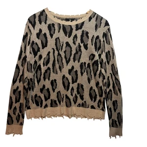 NWT Fate Womens Size L Distressed Sweater Leopard Print Wool Blend - Picture 1 of 7