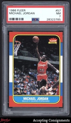 1986-87 Fleer #57 Michael Jordan RC Rookie PSA 7 NM BULLS HOF - Image 1 of 2