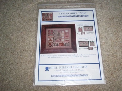 PEPPERMINT TWIST Christmas Sampler cross stitch Blue Ribbon Designs JOY NOEL - Image 1 of 2