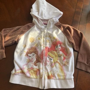 Walt Disney World Kids Full Zip Hoodie Girls 4T Disney Princess Belle Cinderella - Picture 1 of 5