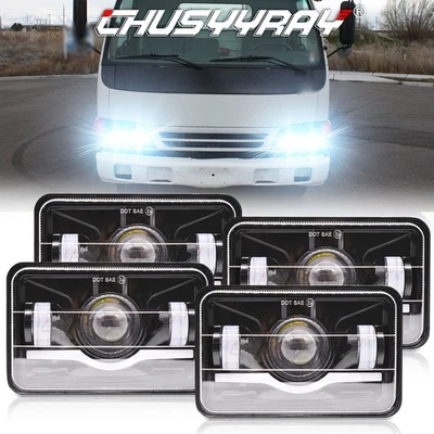 4x For GMC W3500 W4500 W5500 Forward 4x6" inch LED Headlights Hi/Lo Beam W/DRL - Image 1 of 4