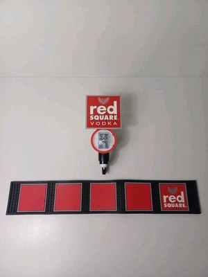 Red Square Vodka Optic 50ml And Rubber Bar Runner Breweriana Home Bar Mancave  - Image 1 of 4