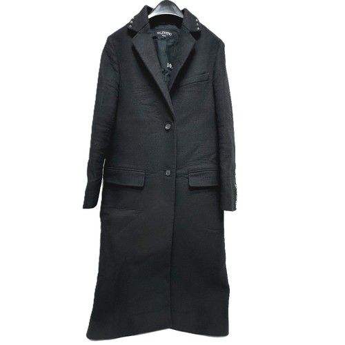 VALENTINO Rock borchie abbigliamento cappotto lungo cotone nero