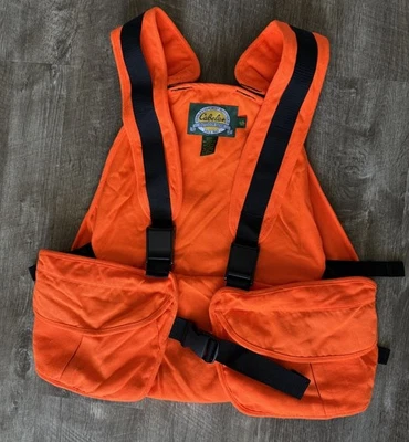 Cabela’s Blaze Orange Hunting Vest Mens L/XL Rear Game Bag Pockets - Image 1 of 4