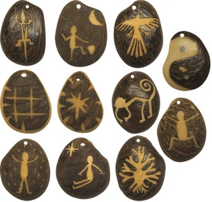 Hand-Carved Natural Tagua Nut Pendants Handetched in Ecuador Fair Trade - Picture 1 of 7