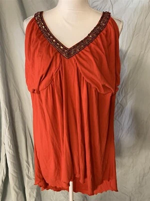 Blusa de lujo L.A. azul naranja sin mangas con cuello de cuentas - talla 22/24 NUEVA/NUEVA CON ETIQUETAS Foto 1 de 4