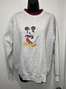 Mickey Mouse Sweatshirt Adult PL Gray LS Crewneck Pullover Winter Women’s - Picture 1 of 16