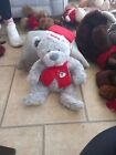 Christmas Hugs Bear Teddy Bear wearing a Santa Hat&scarf Sits Bnwt Gift