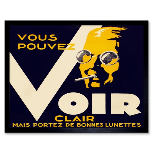 Vintage Voir See Glasses Lunettes Poster Wall Art Print Framed 12x16