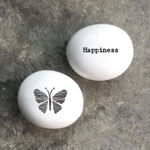 "Felicidad"" guijarros de porcelana del este de la India totalmente nuevos regalo - Imagen 1 de 1