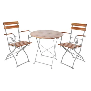 3tlg Biergartengarnitur Biergartenset Biergartenmöbel klappbar rund Akazie Ø80cm - Bild 1 von 3