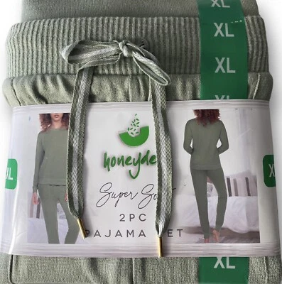 Honeydew Women's Hacci Solid Olive Green 2-piece Super Soft Pajama Set XL NWT - Image 1 of 4