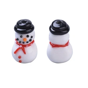 10pcs White Cute Christmas Snowman Handmade Lampwork Beads Spacer 21.2x12.2mm - Picture 1 of 1