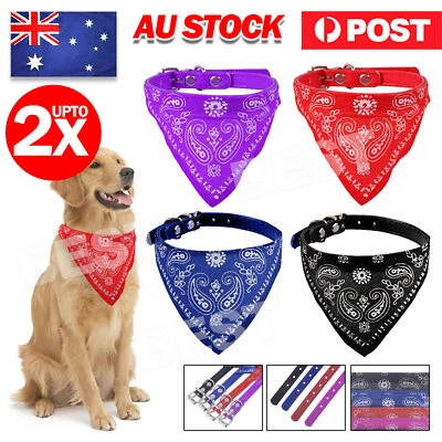 New Adjustable Leather Collar Bandana Fashion Neck Scarf Dog Puppy Cat Kitten - image 1 of 4