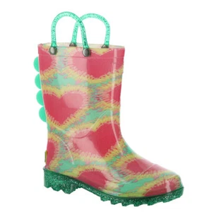 Western Chief Tie Dye Hearts Lighted PVC Rain Boot Girls' Infant-Toddler-Youth - Picture 1 of 42
