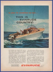 Vintage 1959 EVINRUDE Outboard Boat Motor Boating Ephemera Décor 50's Print Ad - Picture 1 of 1