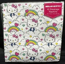 Sanrio Hello Kitty & Rainbows Set of 40 White Beverage Napkins New In Package