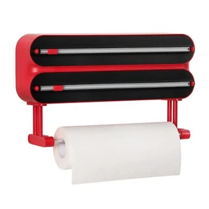 Dispenser di Pellicola Salvafreschezza con Portarotolo da Cucina Rimovibile - 3 in 1 Rotoli da Parete... - Foto 1 di 7