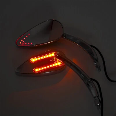 Алюминиевые хромированные заказные светодиодные зеркала указателей поворота для Touring Softail Dyna Rocker - Изображение 1 из 4