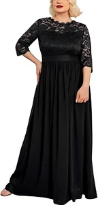 Miusol Women's Retro Style Lace Halter Ruched Wedding Maxi Dress, X-Large, Black - Picture 1 of 6