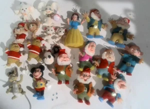 VINTAGE Disney Snow White Dwarfs Pooh Rabbit Mickey Plastic Christmas Ornaments - Picture 1 of 10