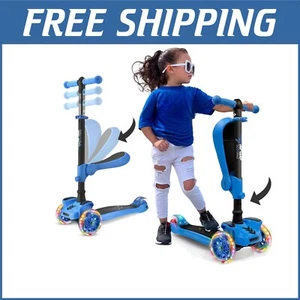 LED Light Up 3-Wheel Kids Scooter with Adjustable Handle and Removable Seat - Picture 1 of 9