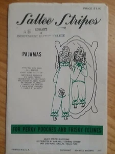 Sewing Pattern Pets Sallee Stripes For Perky Pooches Pajamas 1973 Toy Size Dogs - Picture 1 of 5