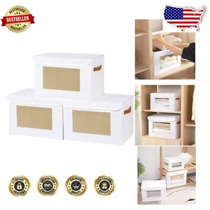 Multi-Functional Linen Closet Organizers - Space-Saving Fabric Bins with Lids - Picture 1 of 10