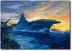 "On Station" (Artist Proof) Tom Freeman - Yorktown auf dem Weg nach Marcus Islands 1943 - Bild 1 von 1