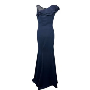 Vestido de noche FRANK LYMAN 199257 azul maxi fiesta celebración asimétrico PVP: 329 € - Imagen 1 de 5